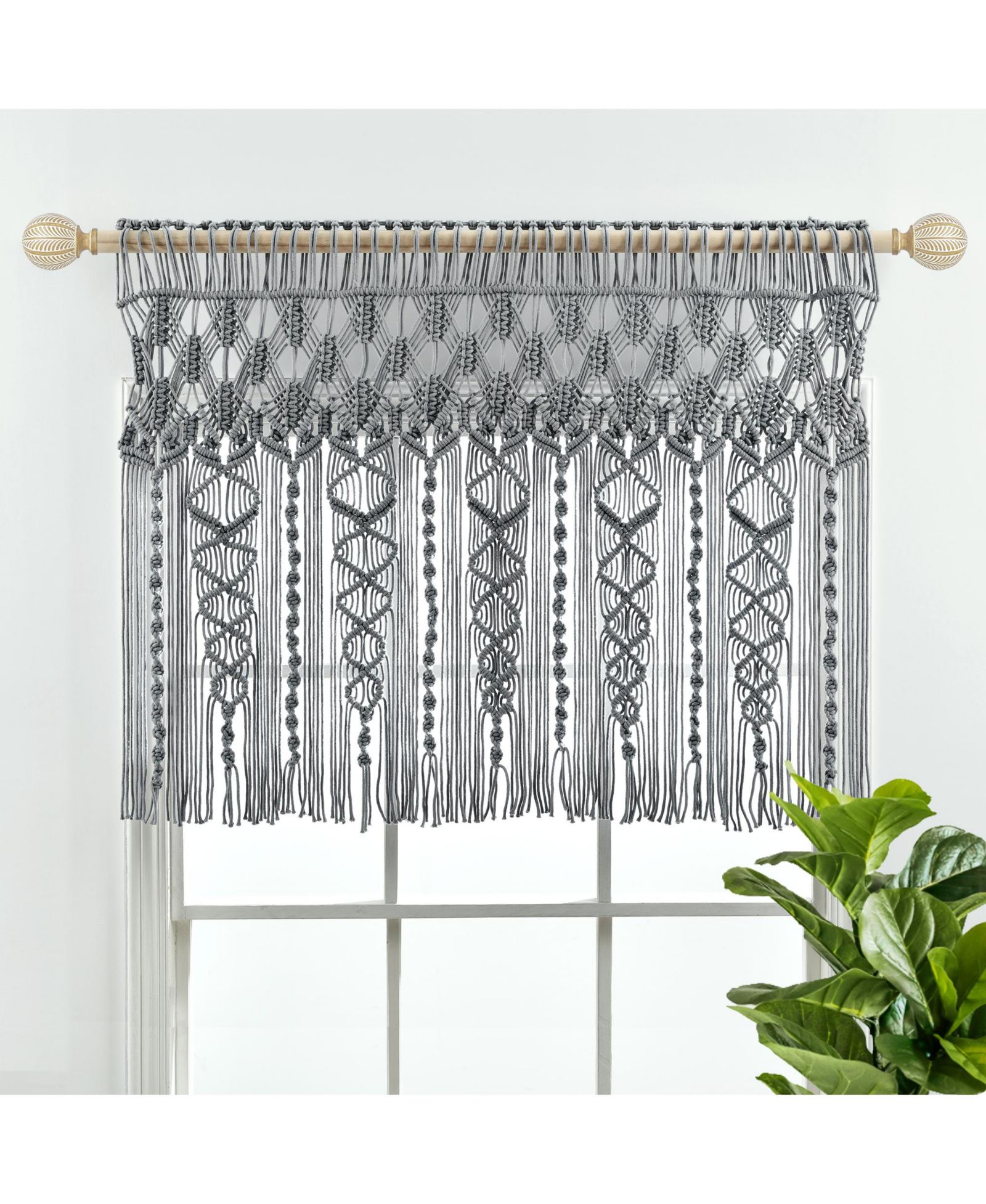 Lush Decor Boho Macrame Текстульная хлопковая занавеска/декор для стен