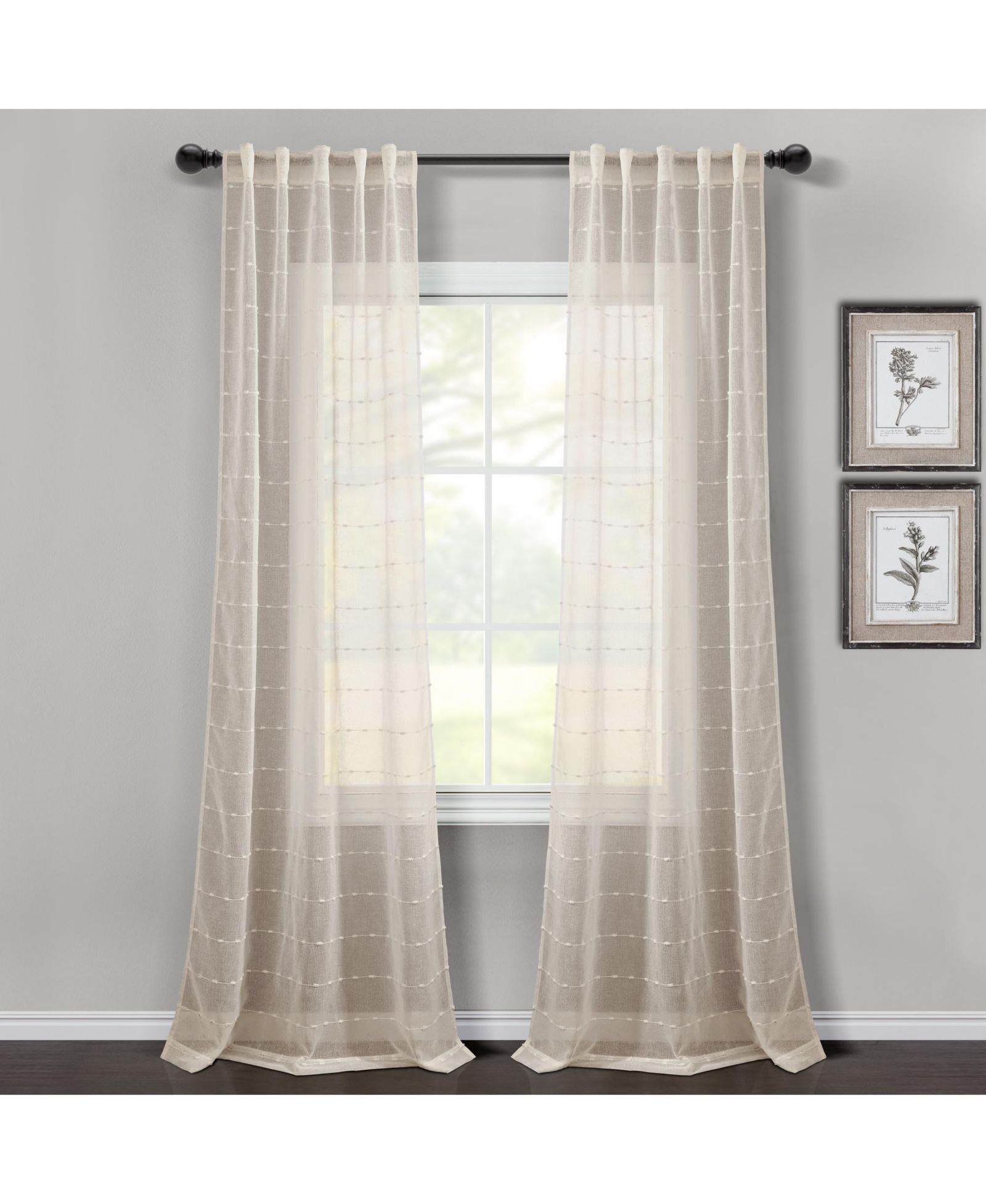 Прозрачные шторы Lush Decor Farmhouse Textured Back Tab/Rod Pocket