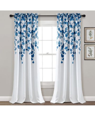 Farmhouse Ginkgo Leaf Light Filtering Window Curtain Panels