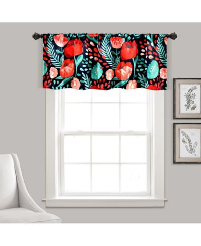 Декоративная занавеска Poppy Garden Light Filtering Valance Navy, 52X18