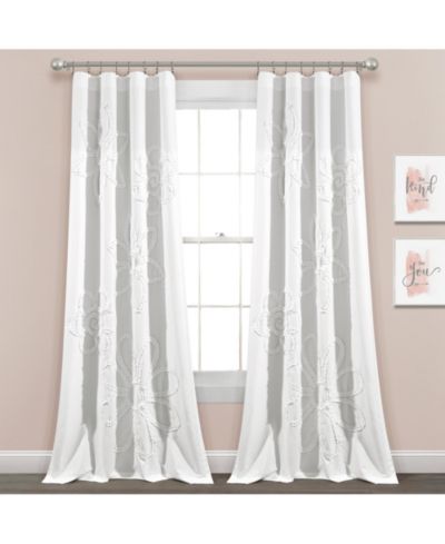 Ruffle Flower Window Curtain Panels 42X84 Set