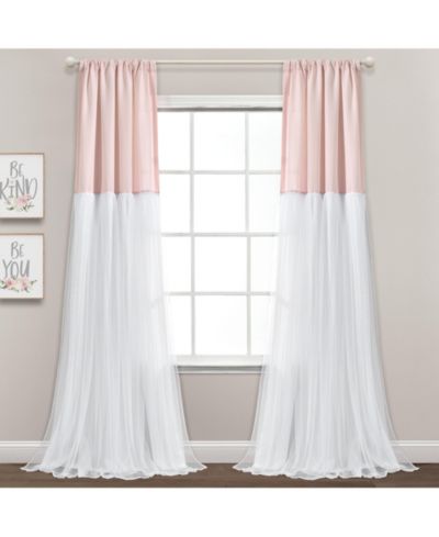 Lush Decor тюлевые шторы с цветовым блоком, Blush/White, 40x84, набор