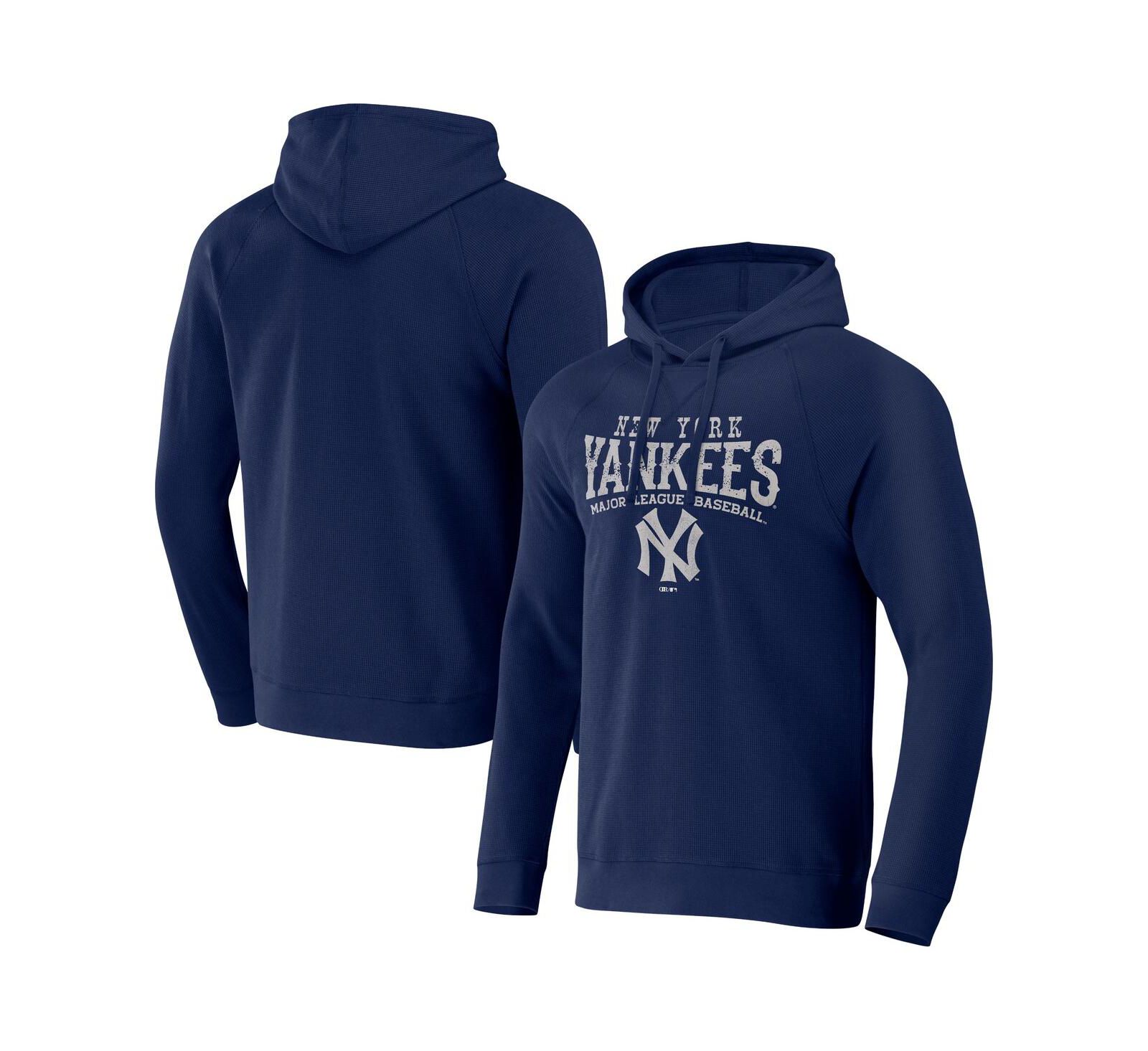 Мужское худи Fanatics Darius Rucker Collection Navy Distressed New York Yankees Waffle-Knit Raglan Pullover