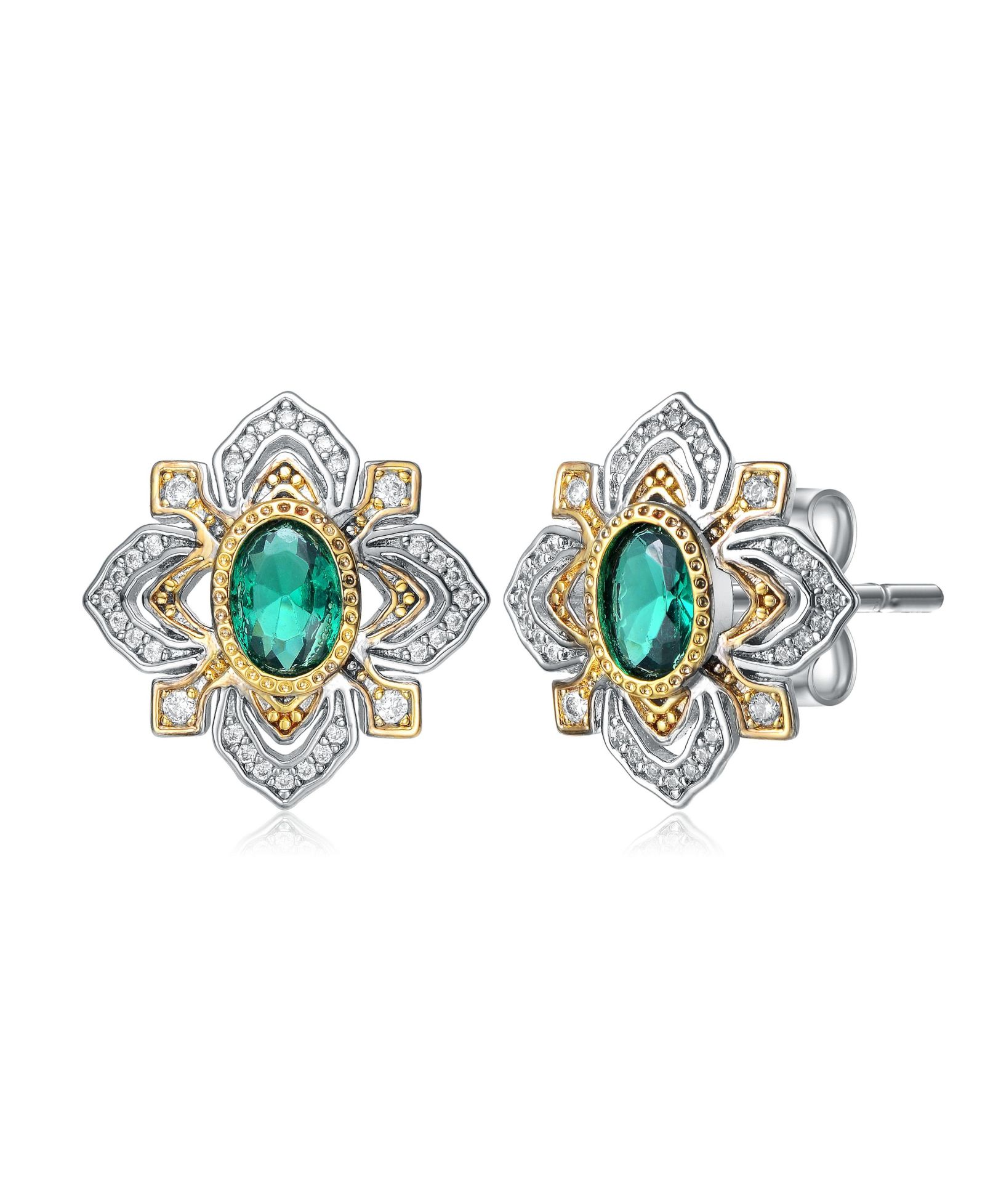Серьги-гвоздики Rachel Glauber Vintage Inspired 14K and White Gold Plated CZ