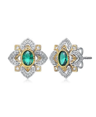 Серьги-гвоздики Rachel Glauber Vintage Inspired 14K and White Gold Plated CZ