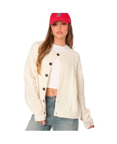 Edikted Women's Rory oversized cable knit cardigan
