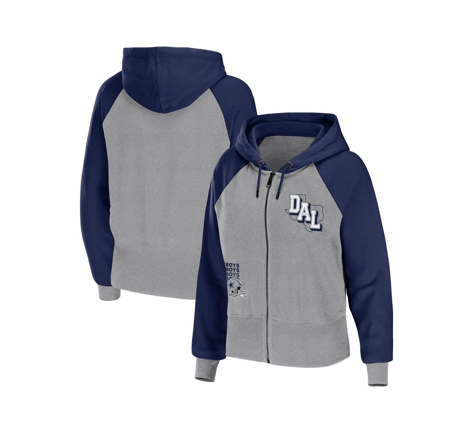 Women's WEAR by Erin Andrews Silver Dallas Cowboys Colorblock Lightweight Full-Zip Hoodie