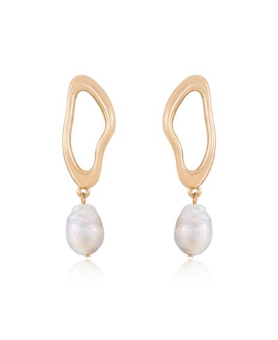Серьги-подвески ETTIKA Open Circle с жемчугом, позолоченное золото 18K