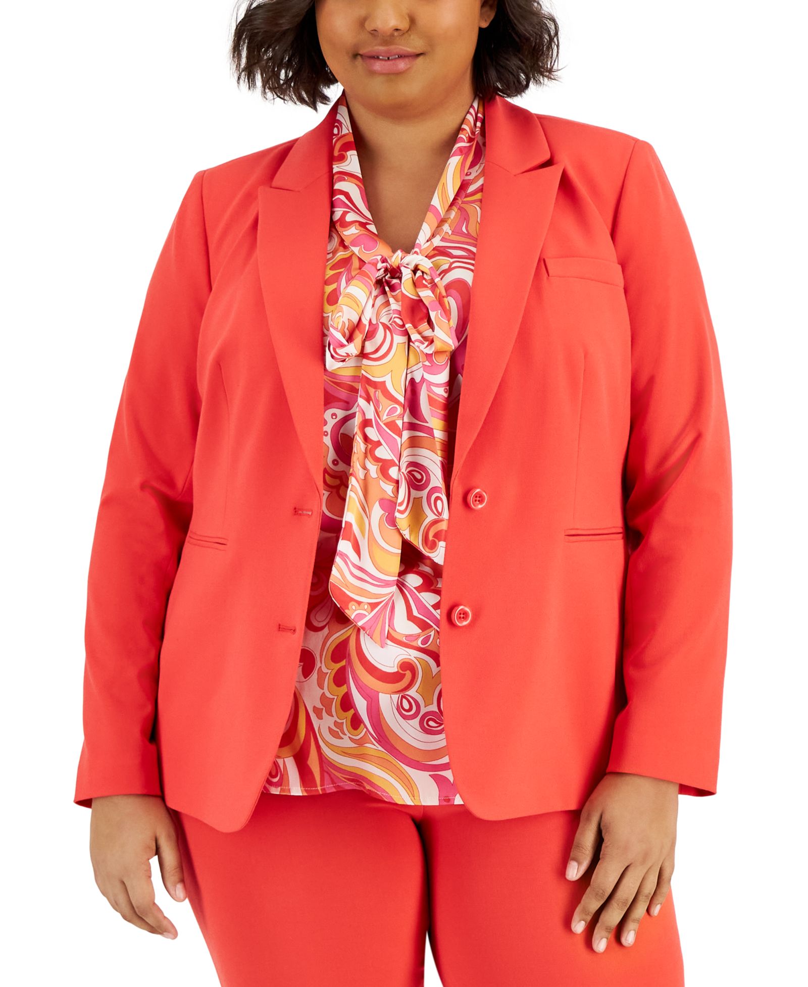 Tahari ASL Plus Size Peak-Lapel Two-Button Blazer