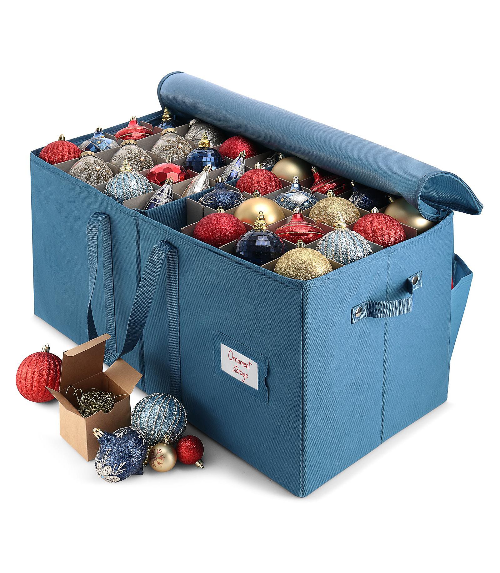 Hearth and Harbor Christmas Ornament Storage Box with Adjustable Dividers