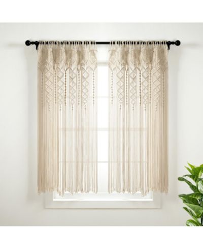 Boho Macrame Textured Cotton Window Curtain/Room Divider/Doorway/Wall Decor