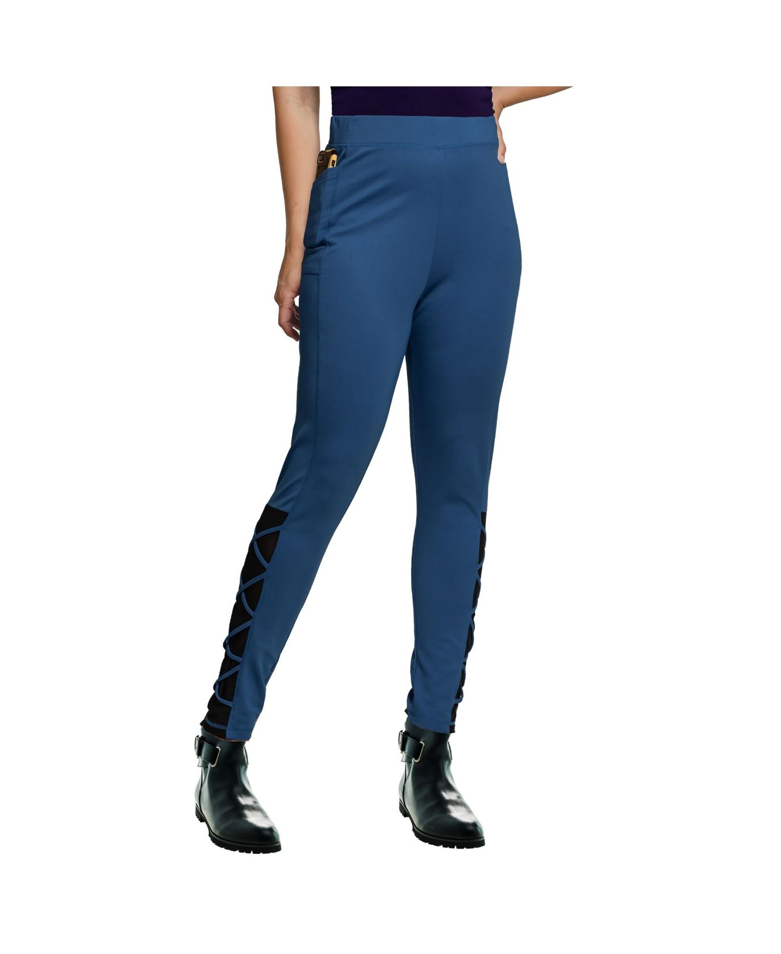 Women's Interlaced Mesh Leggings With Side Pockets