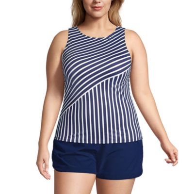 Купальник танини Lands' End Plus Size устойчивый к хлору с высоким воротником UPF 50