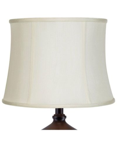 Springcrest Imperial Shade Creme Classic Medium Drum Lamp Shade 14" Top x 16" Bottom x 12" High (Spider) Replacement with Harp and Finial