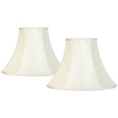 Springcrest Set of 2 Bell Lamp Shades Cream Medium 7" Top x 16" Bottom x 12" High Spider Replacement Harp and Finial Fitting