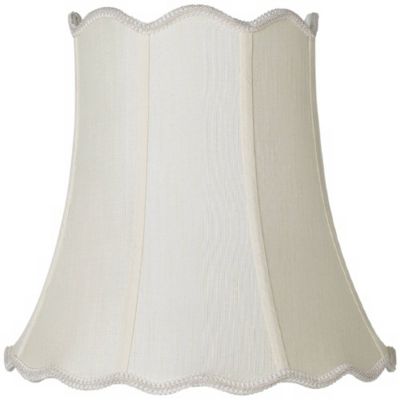 Springcrest Imperial Shade Creme Medium Scallop Bell Lamp Shade 10" Top x 16" Bottom x 15" Slant x 14.75 High(Spider)Replacement with Harp and Finial