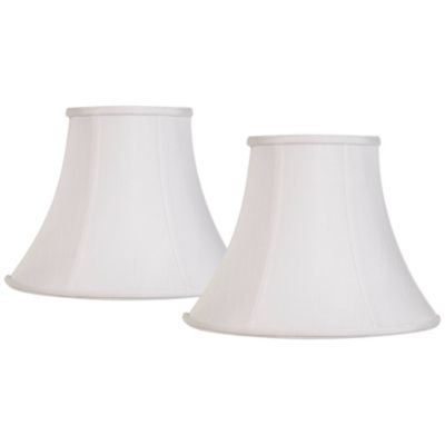 Springcrest Set of 2 Bell Lamp Shades White Medium 7" Top x 14" Bottom x 11" Slant Spider with Replacement Harp and Finial Fitting