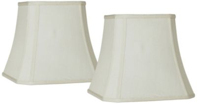 Springcrest Set of 2 Square Lamp Shades Creme Medium 8" Top x 16" Bottom x 11" Slant Spider with Replacement Harp and Finial