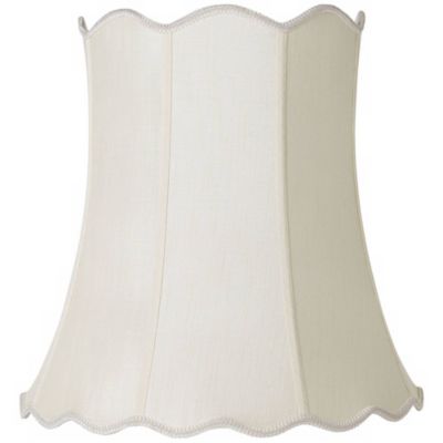 Springcrest Creme Large Scallop Bell Lamp Shade 14" Top x 20" Bottom x 20" Slant x 19.75 High (Spider) Replacement with Harp and Finial