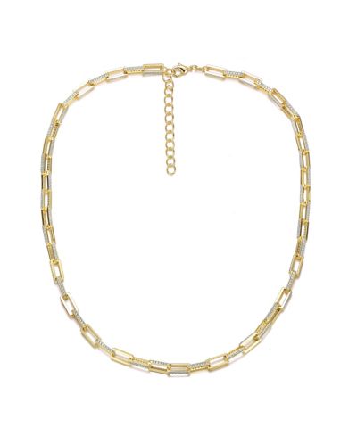 Rachel Glauber Ожерелье-цепочка Paperclip с камнями CZ и позолотой 14K