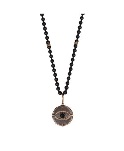 Karma and Luck Men's Matte Onyx Evil Eye Pendant Necklace