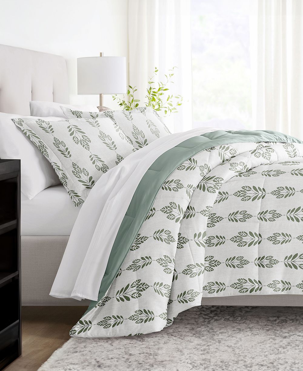 ienjoy Home Folk Leaves 3-Piece Comforter Set, Full/Queen