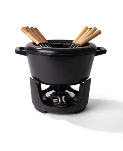 Alva Nori Enameled Cast Iron Fondue Set, 8-Piece, 2-Qt.