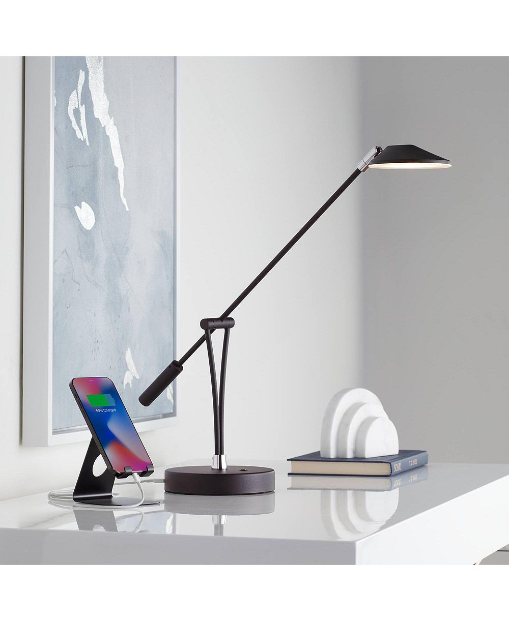 Современная настольная лампа 360 Lighting с USB charging port LED 20" High Satin Black Metal