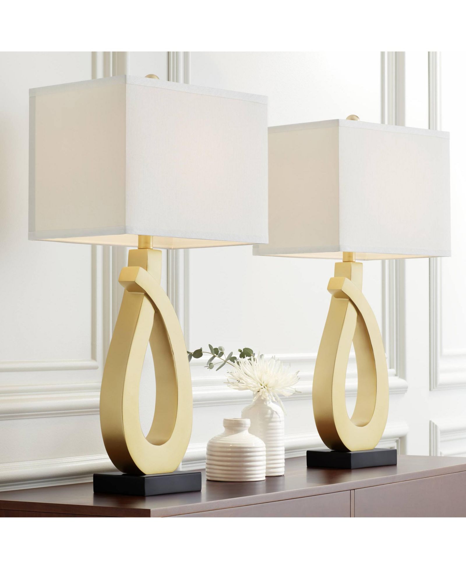Настольная лампа 360 Lighting Simone Modern, металлическая, с USB-портом, набор из 2 штук