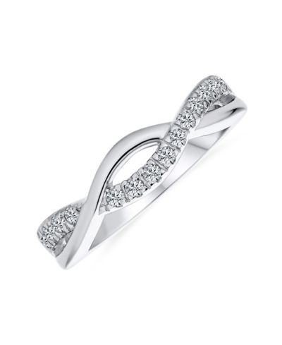 Bling Jewelry Intertwined Twist Half Eternity Pave CZ Infinity Band Ring Sterling Silver