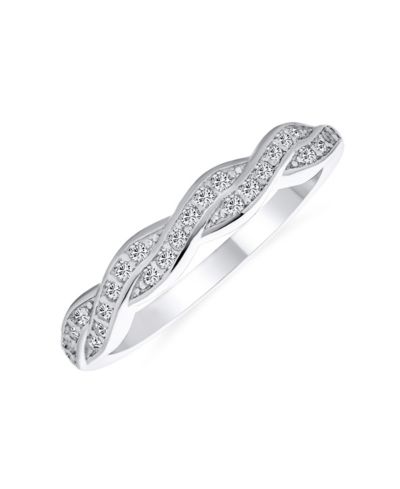 Bling Jewelry Intertwined Twist Half Eternity Pave CZ Infinity Band Ring Sterling Silver