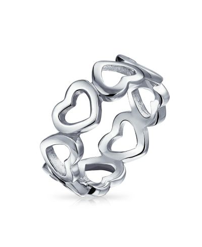 Bling Jewelry Romantic Friendship Open Heart Eternity Band Promise Ring Sterling Silver