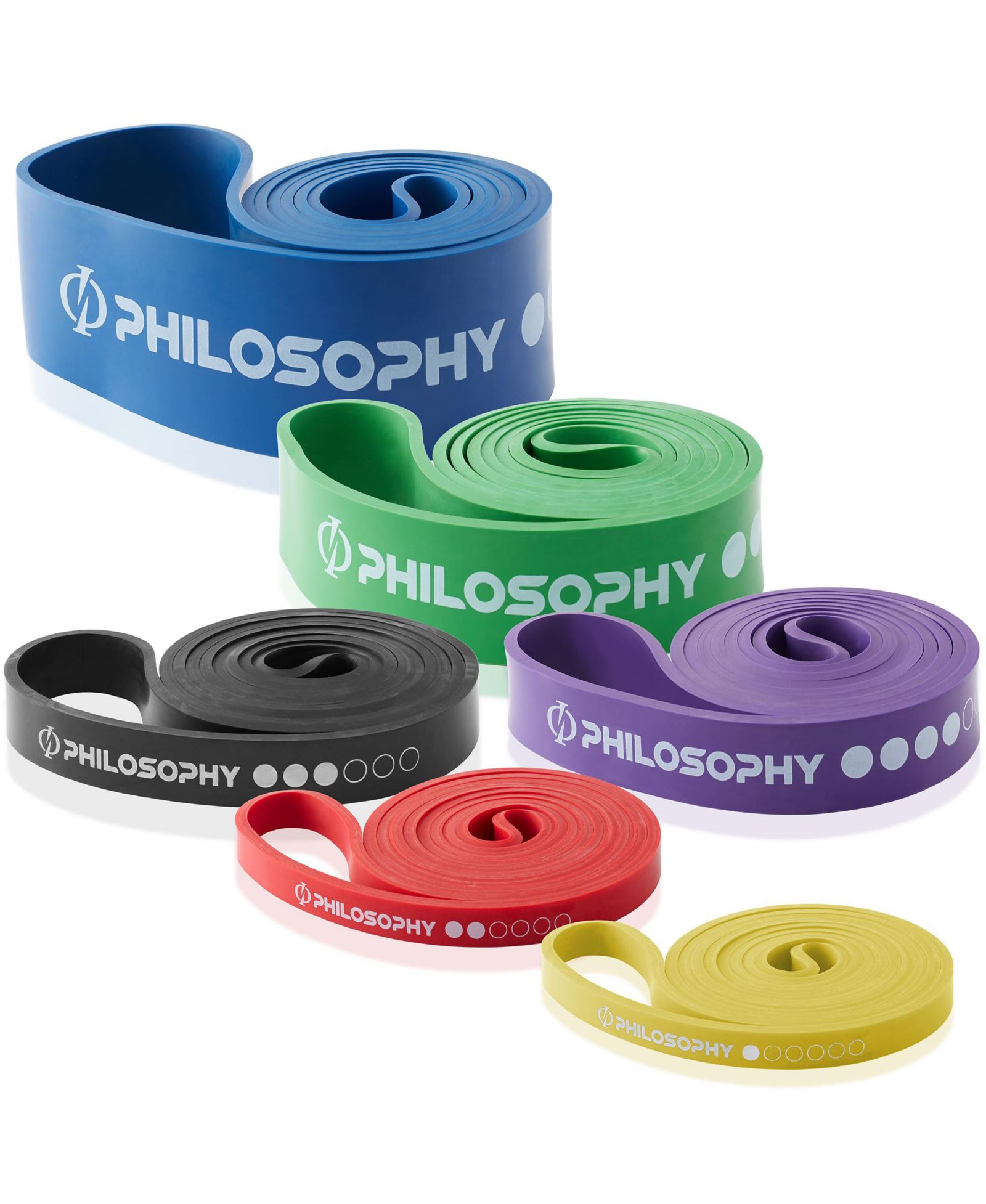 Philosophy Gym Pull Up Assist Band 6 Piece Set - Resistance Power Loop Exercise Band Set with Storage Bag