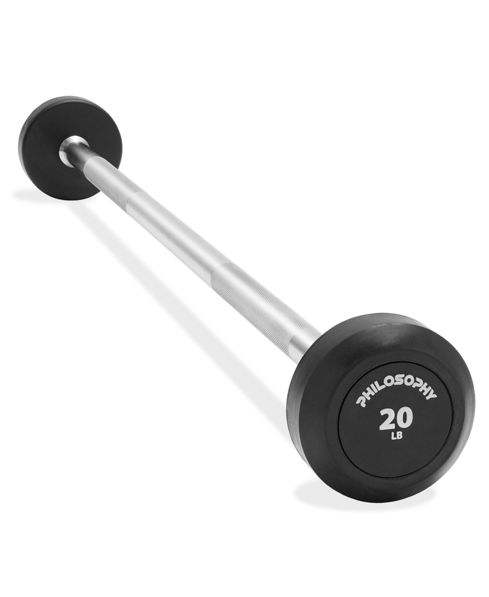 Philosophy Gym Rubber Fixed Barbell, 20 LB Pre-Loaded Weight Straight Bar for Strength Training and Weightlifting