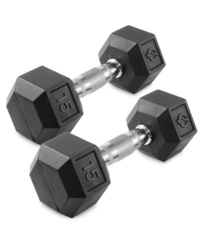 Гантели Philosophy Gym с резиновым покрытием Hex, пара 15 lb
