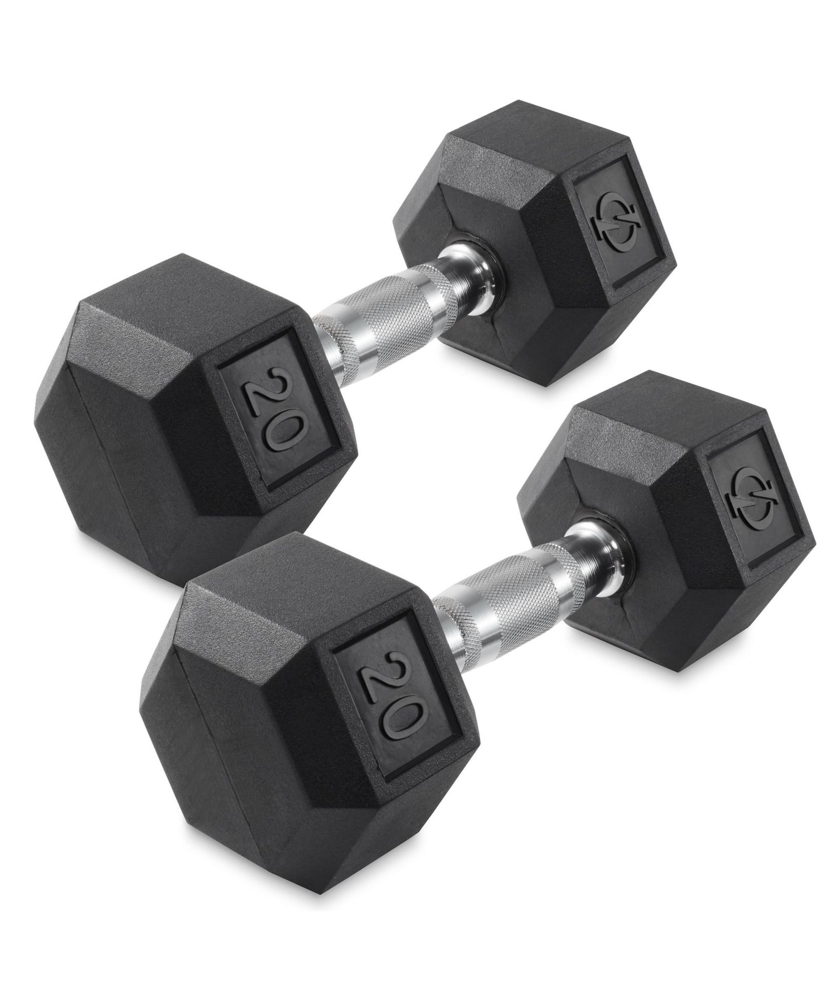 Philosophy Gym Rubber Coated Hex Dumbbell Hand Weights, 20 lb Pair