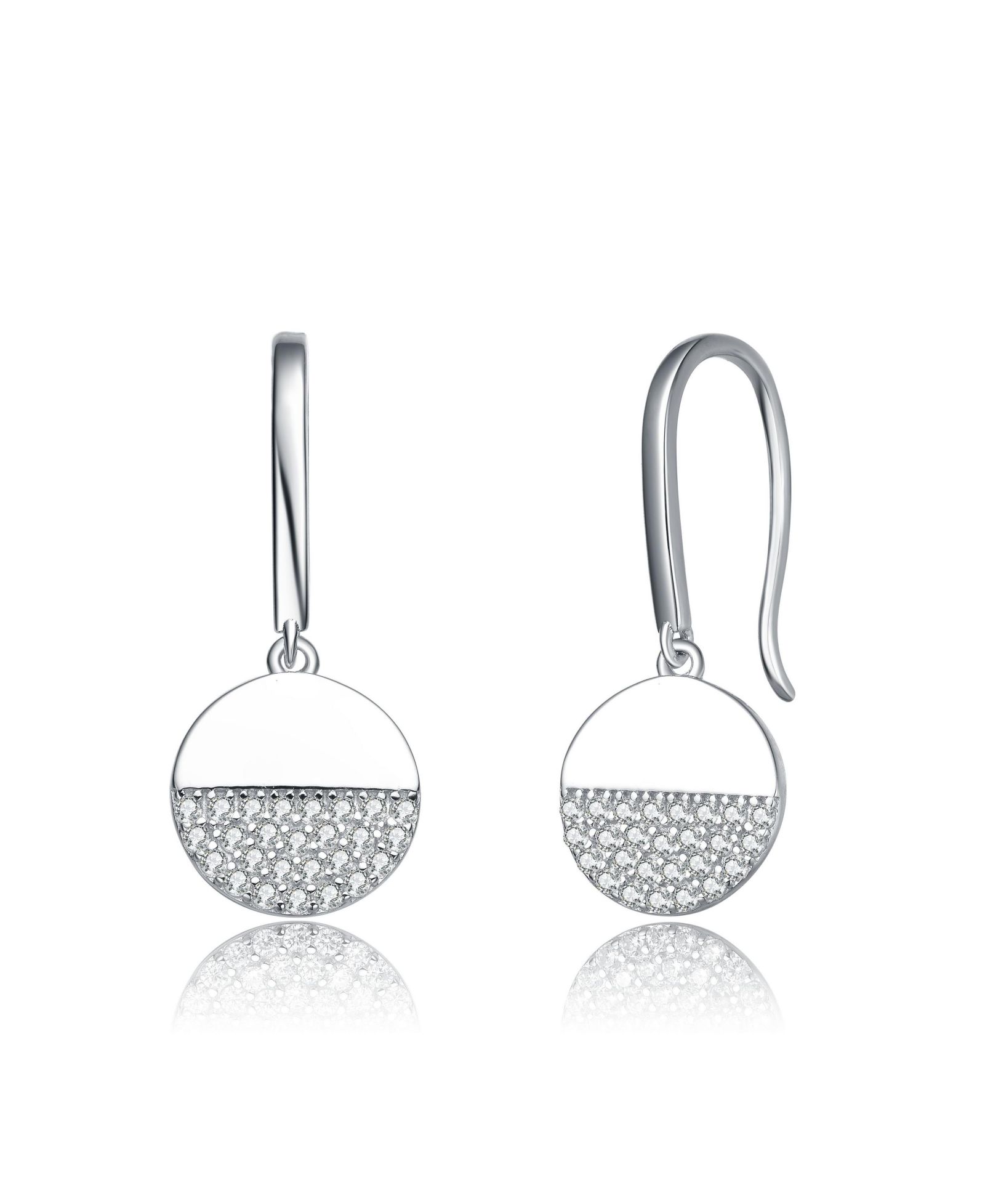 Серьги-крючки Genevive Sterling Silver с позолотой White Gold и кубическим цирконием