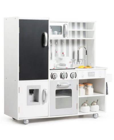 Costway Wooden Cooking Kitchen Playset with Sounds & Lights, Ages 3+