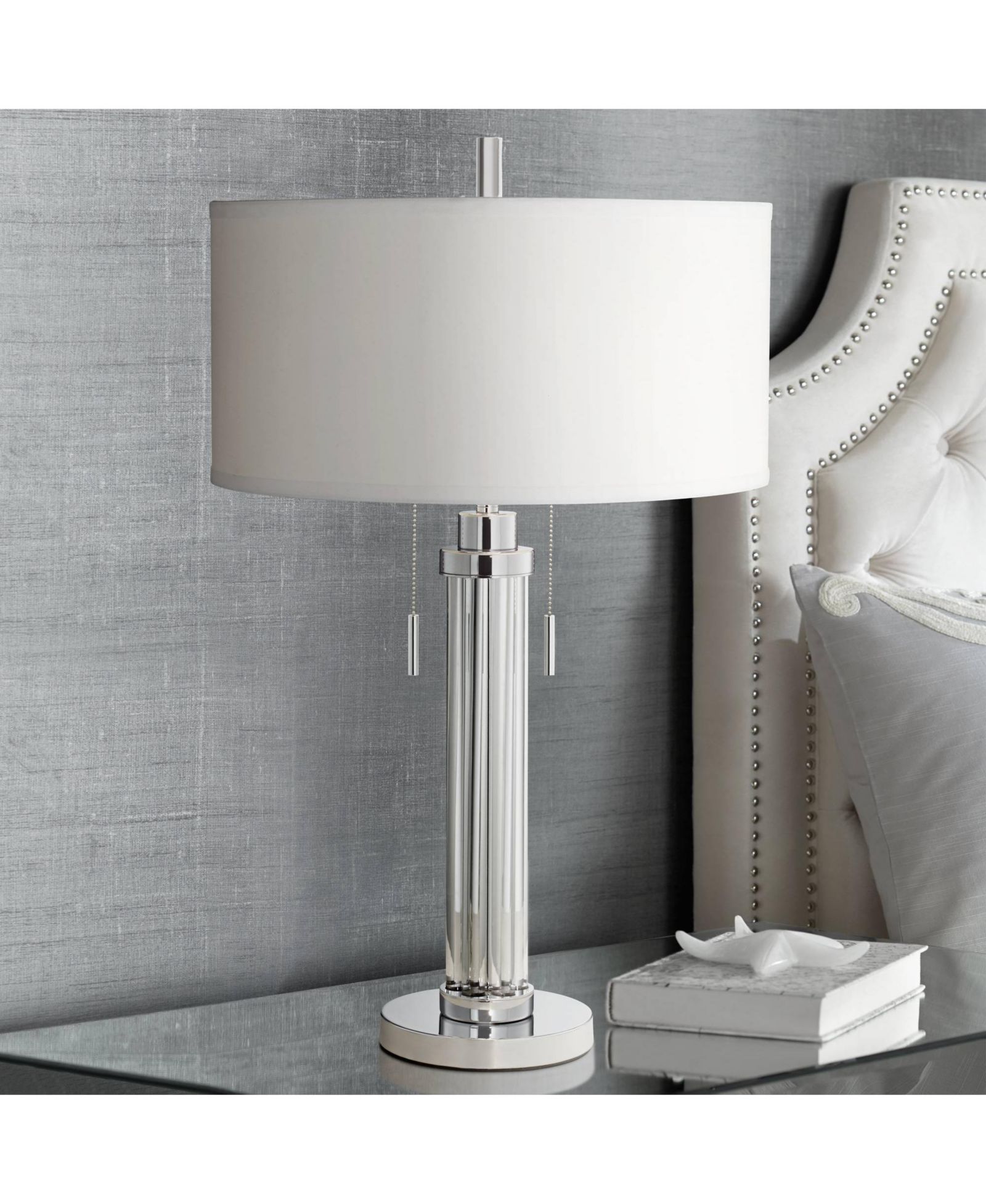 Современная настольная лампа Possini Euro Design Cadence Glass Column Shade