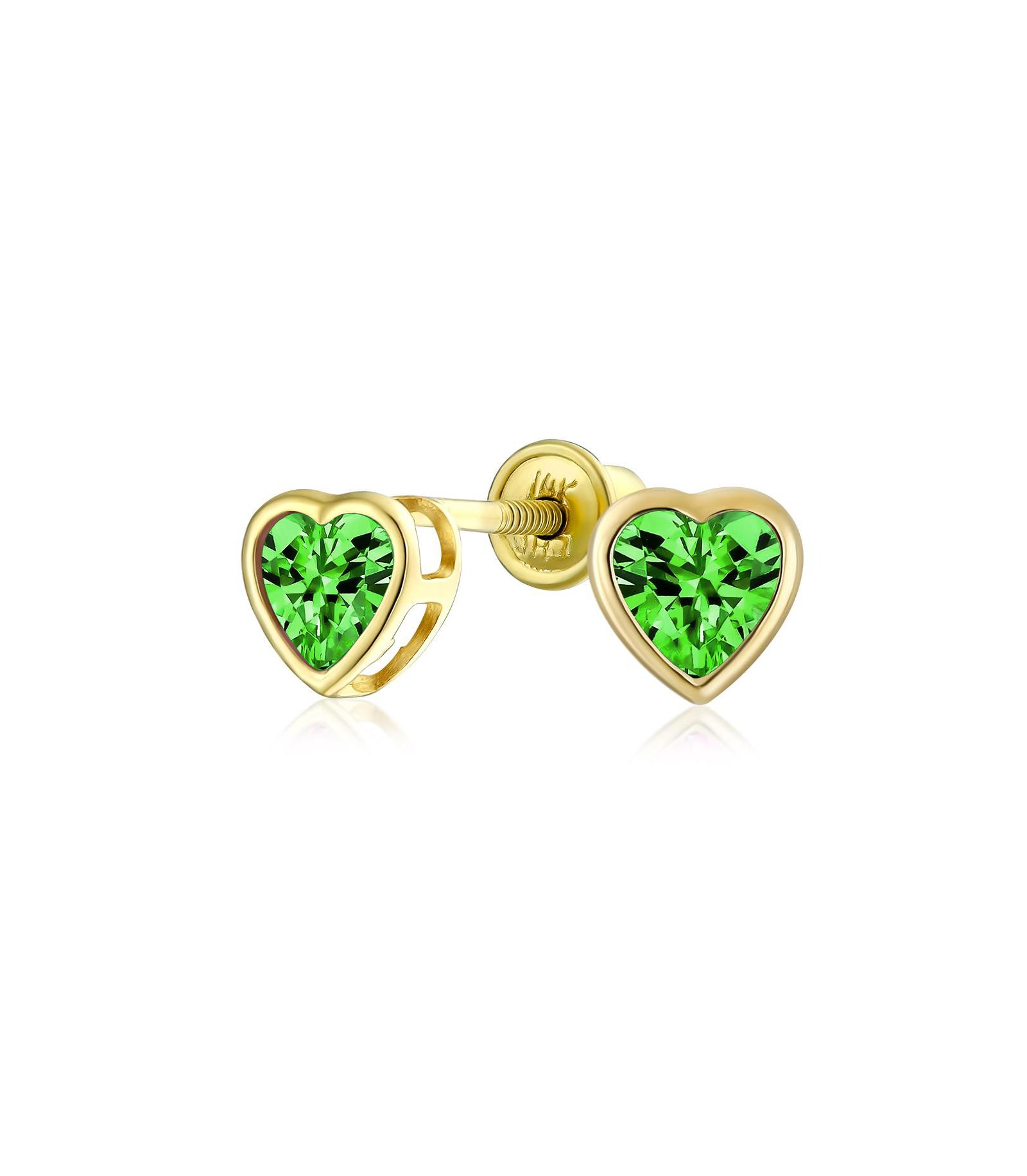 Bling Jewelry 14k Gold .25CT Tiny Lavender CZ Bezel Set Heart Stud Earrings Screw Back