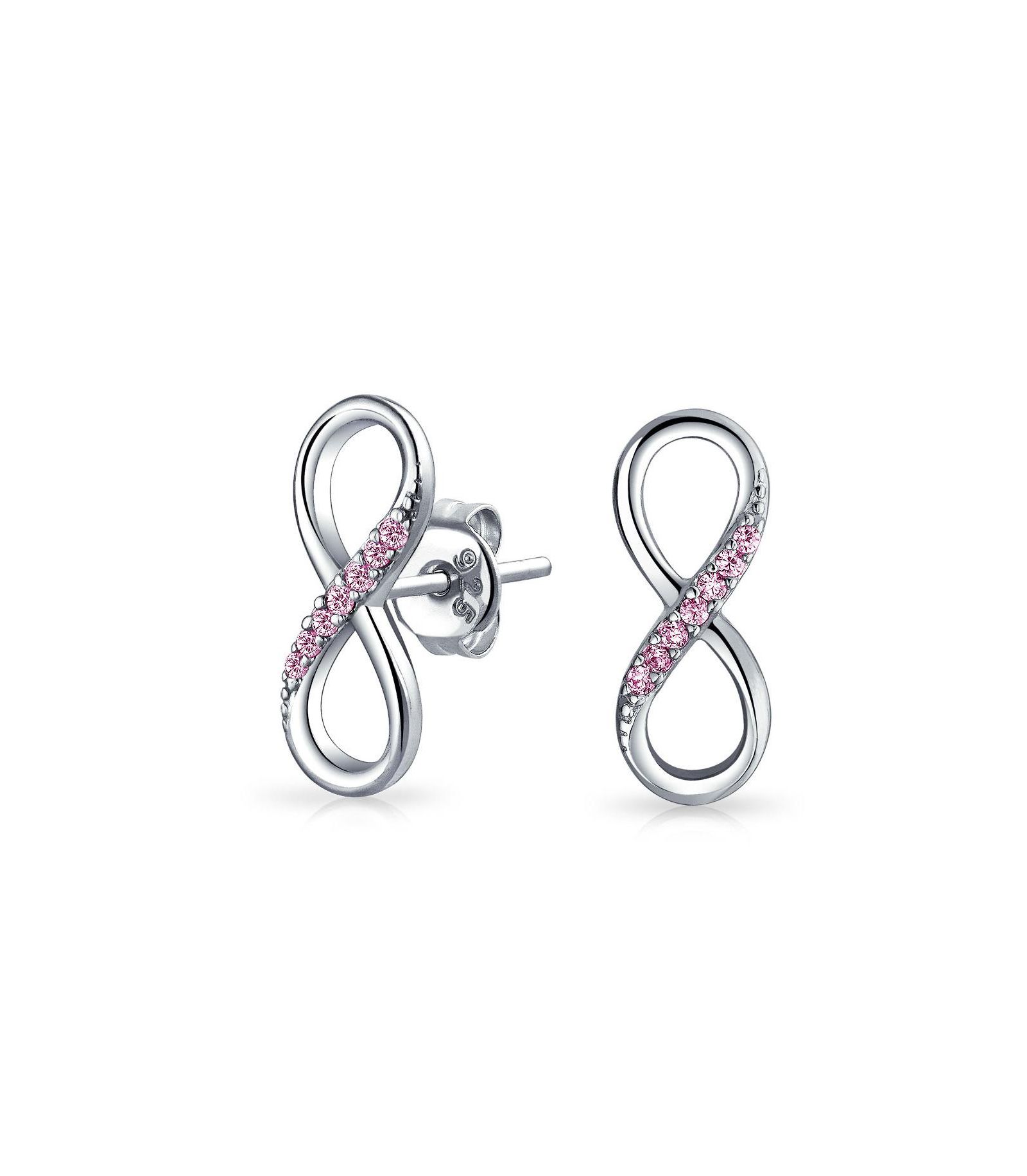 Серьги-гвоздики Bling Jewelry Romantic Infinity Symbol CZ Plated.925 Sterling Silver