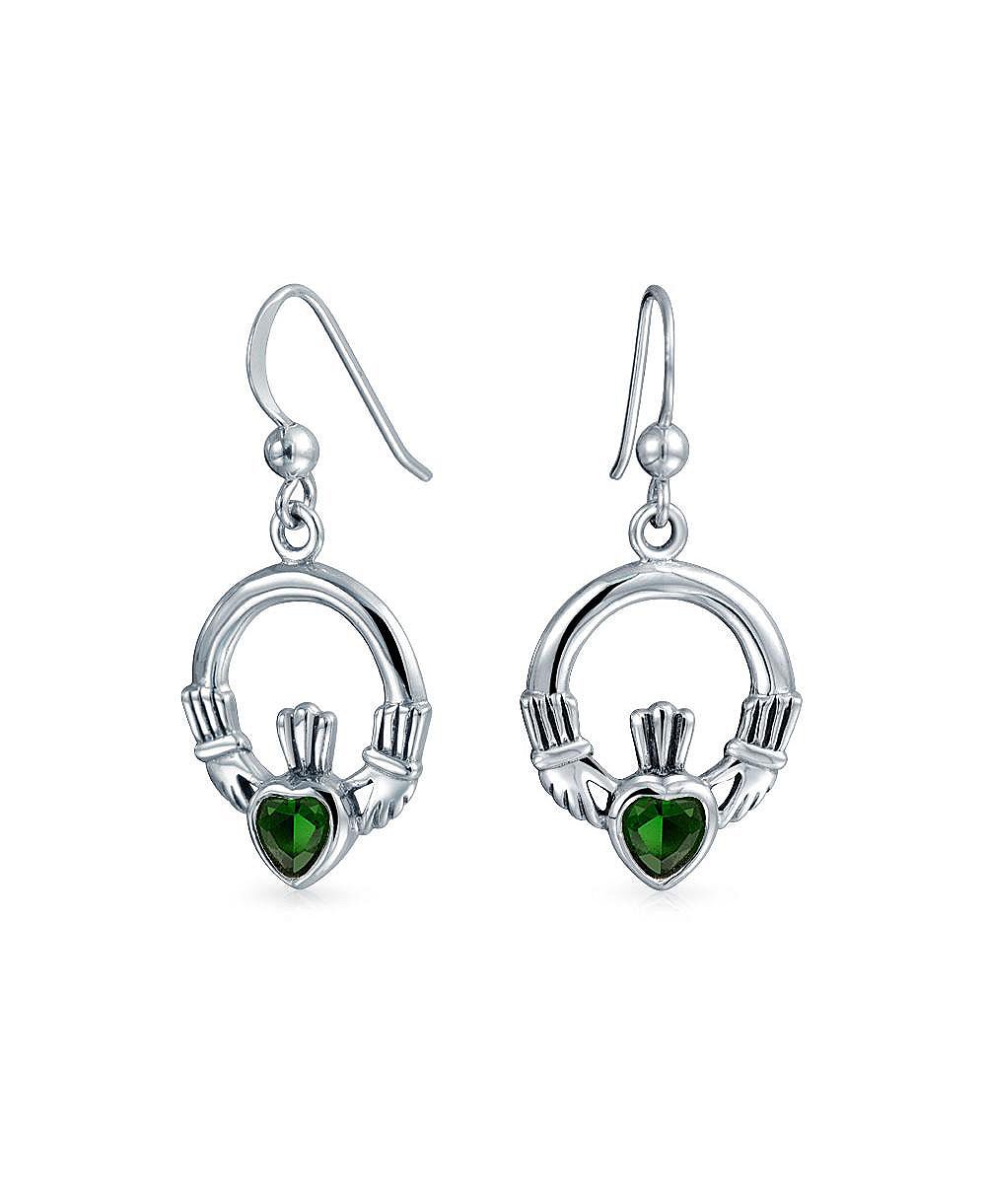 Bling Jewelry Claddagh Heart CZ Серьги-подвески из стерлингового серебра