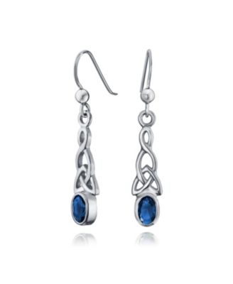 Bling Jewelry Серьги-подвески BFF Blue Kelly Green Simulated Emerald Love Knot из Sterling Silver