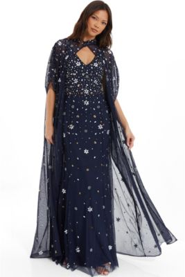 QUIZ Women's Beaded 2-In-1 Cape And Evening Dress