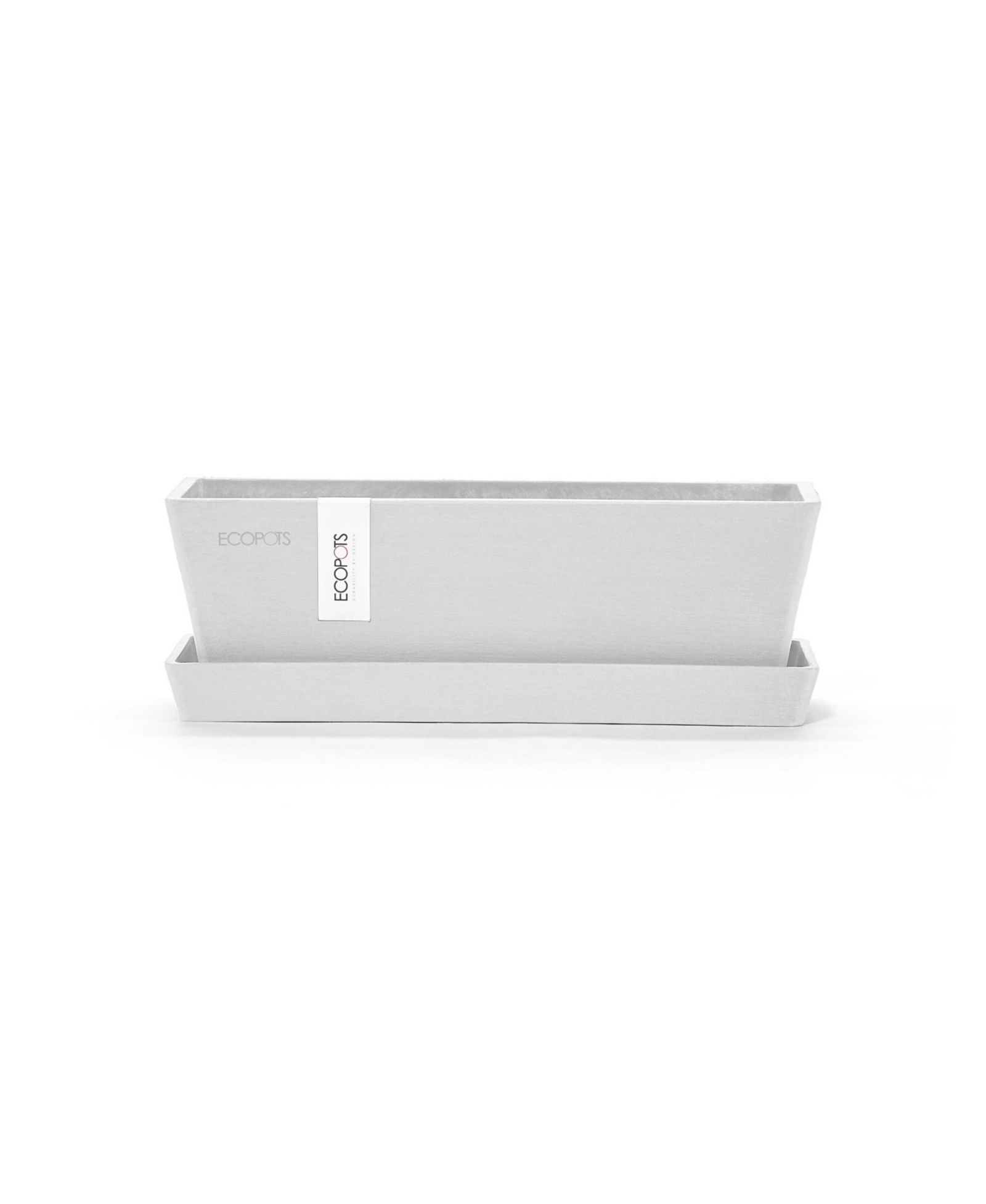 ECOPOTS Bruges Modern Plastic Rectangular Planter with Saucer, 10in