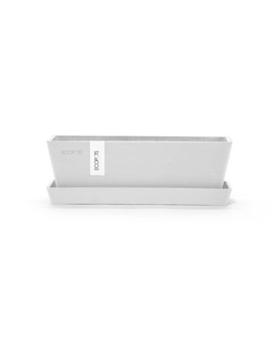 ECOPOTS Bruges Modern Plastic Rectangular Planter with Saucer, 10in