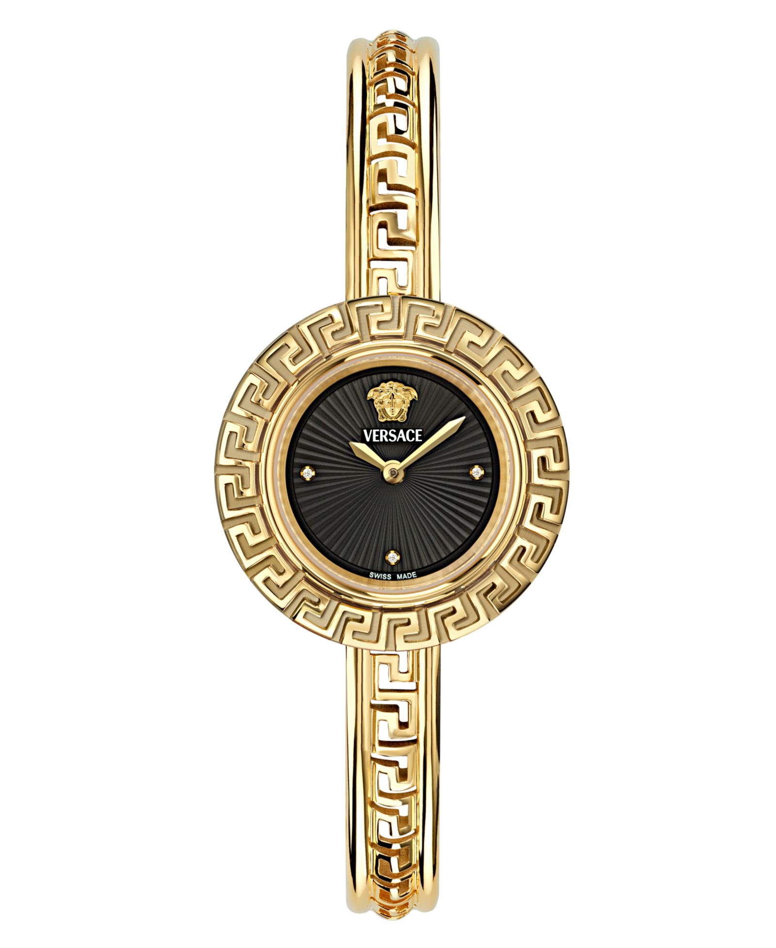 Женские золотые часы Versace Swiss Gold Ion Plated Stainless Steel Bangle 28mm