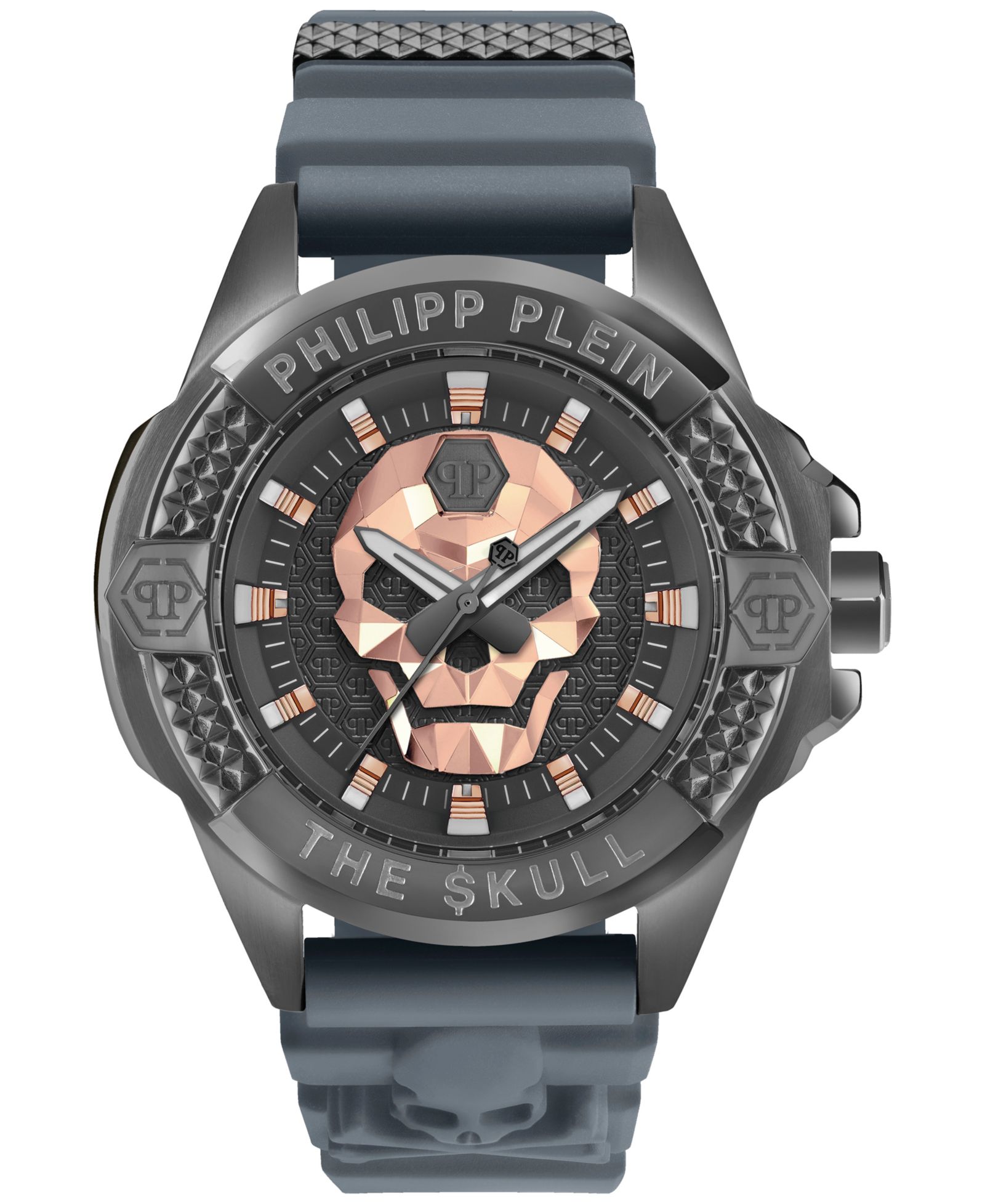 Мужские часы Philipp Plein The Skull Gray Silicone Strap 44mm