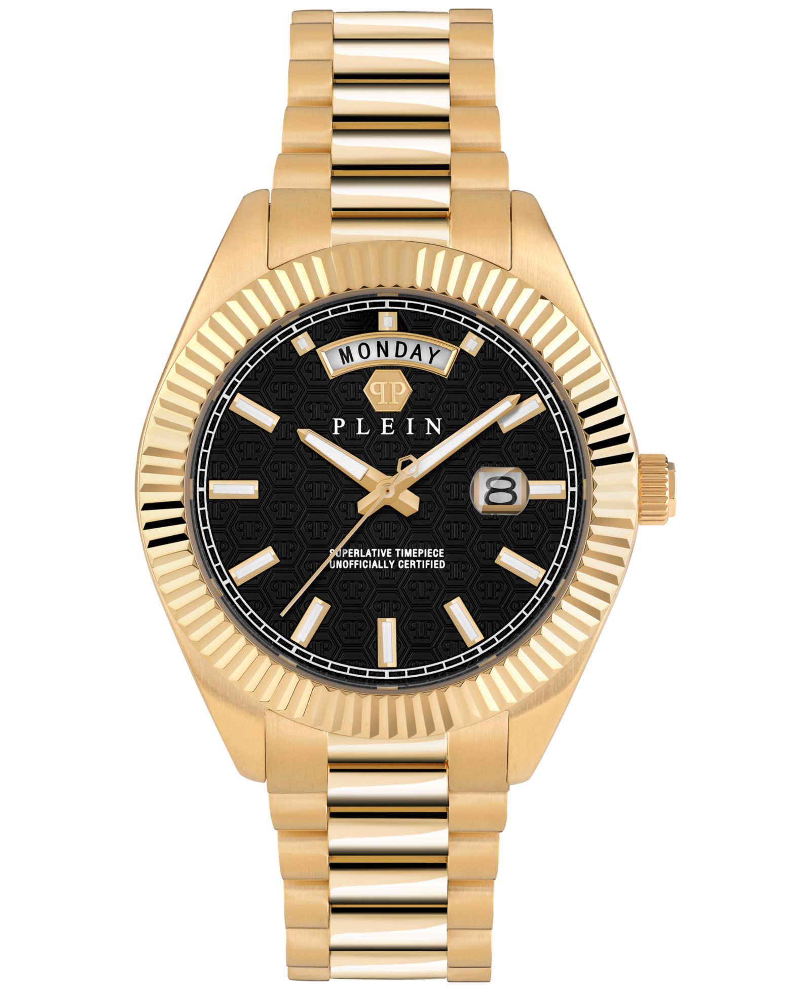Мужские наручные часы Philipp Plein Date Superlative, сталь с золотым напылением, 42mm