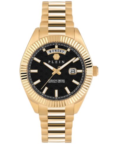 Мужские наручные часы Philipp Plein Date Superlative, сталь с золотым напылением, 42mm